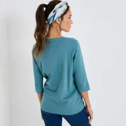 T-shirt manches 3/4 uni, coton