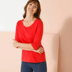 T-shirt manches 3/4 uni, coton