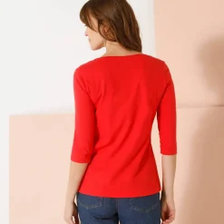 T-shirt manches 3/4 uni, coton