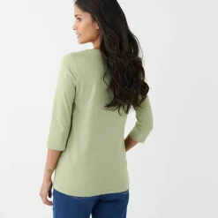 T-shirt manches 3/4 uni, coton