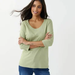 T-shirt manches 3/4 uni, coton