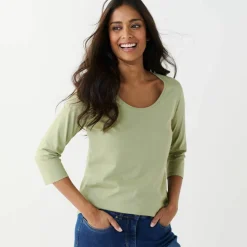 T-shirt manches 3/4 uni, coton