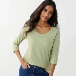 T-shirt manches 3/4 uni, coton