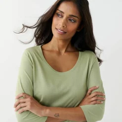T-shirt manches 3/4 uni, coton