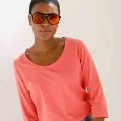 T-shirt manches 3/4 uni, coton