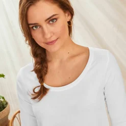 T-shirt manches 3/4 uni, coton