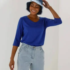 T-shirt manches 3/4 uni, coton