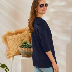 T-shirt manches 3/4 uni, coton