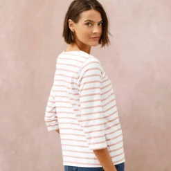 T-shirt marinière broderie coeur doré en coton biologique(**)