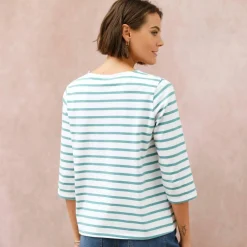 T-shirt marinière broderie coeur doré en coton biologique(**)