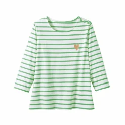 T-shirt marinière broderie coeur doré en coton biologique(**)