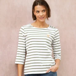 T-shirt marinière broderie coeur doré en coton biologique(**)