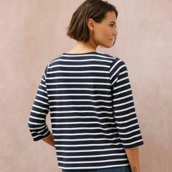 T-shirt marinière broderie coeur doré en coton biologique(**)