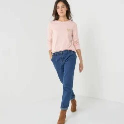 T-shirt marinière manches longues, brodé 