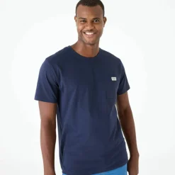 T-shirt poche uni col rond manches courtes