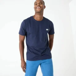 T-shirt poche uni col rond manches courtes