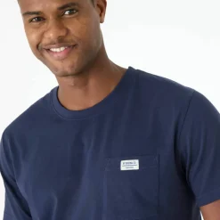 T-shirt poche uni col rond manches courtes