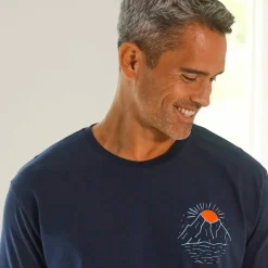 T-shirt pyjama coton imprimé placé manches courtes