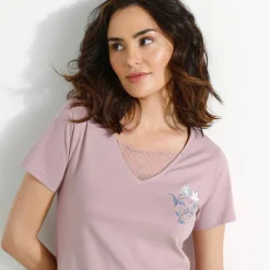 T- shirt pyjama manches courtes motif floral imprimé