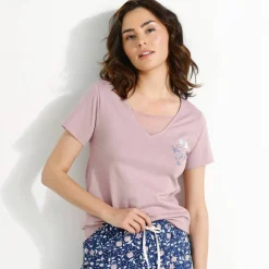 T- shirt pyjama manches courtes motif floral imprimé