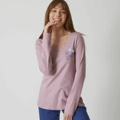 T-shirt pyjama manches longues motif floral imprimé
