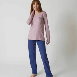 T-shirt pyjama manches longues motif floral imprimé