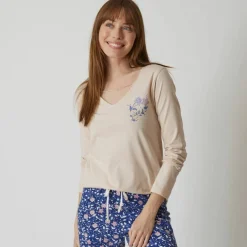 T-shirt pyjama manches longues motif floral imprimé
