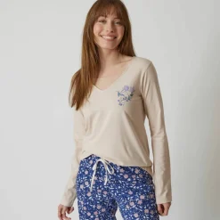 T-shirt pyjama manches longues motif floral imprimé