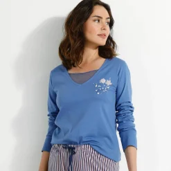 T-shirt pyjama manches longues motif floral imprimé