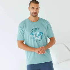 T-shirt pyjama motif devant manches courtes