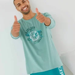 T-shirt pyjama motif devant manches longues