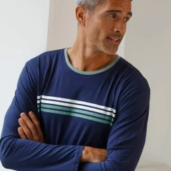 T-shirt pyjama rayé manches longues