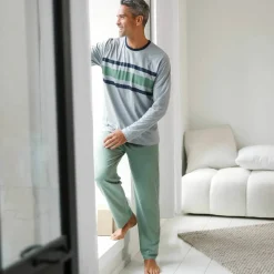 T-shirt pyjama rayures manches longues