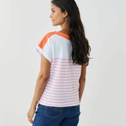 T-shirt rayé col bateau, manches courtes