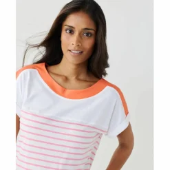 T-shirt rayé col bateau, manches courtes