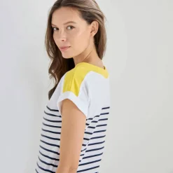 T-shirt rayé col bateau, manches courtes