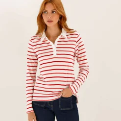 T-shirt rayé col polo, maille jersey