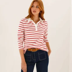 T-shirt rayé col polo, maille jersey