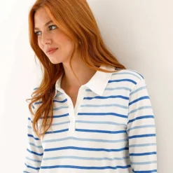 T-shirt rayé col polo, maille jersey