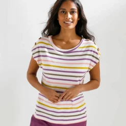 T-shirt rayé détail boutonné maille jersey