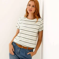 T-shirt rayé manches courtes, maille jersey
