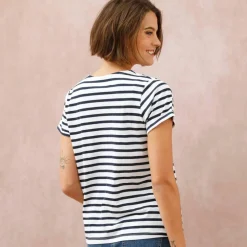 T-shirt rayé manches courtes à revers