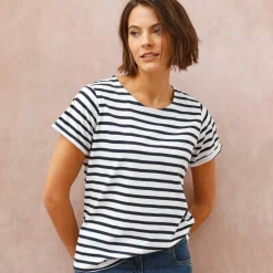 T-shirt rayé manches courtes à revers