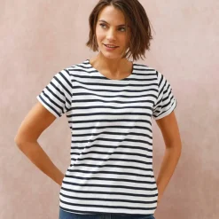 T-shirt rayé manches courtes à revers