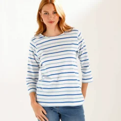T-shirt rayé manches 3/4, maille jersey
