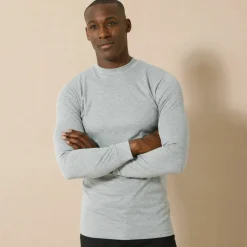 T-shirt sous-vêtement homme col montant manches longues chaleur intense - lot de 2