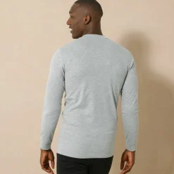 T-shirt sous-vêtement homme col montant manches longues chaleur intense - lot de 2