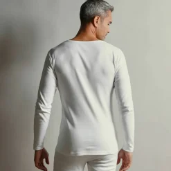 T-shirt sous-vêtement homme col rond manches longues chaleur douce - lot de 2