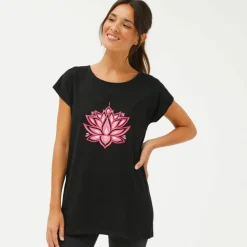 T-shirt tunique, imprimé placé