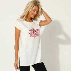 T-shirt tunique, imprimé placé